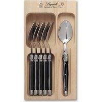 Laguiole 6 Piece Teaspoon Set in Wooden Tray in Black