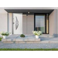 Vente-unique Glazed Steel Front Door With Stainless Steel - H207 X W100 Cm - White