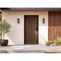 Vente-unique Solid Steel Front Door - H207 X W100 Cm - Walnut Effect - 55 Mm Thick in Light Oak