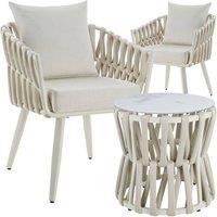 tectake Lugano Set In Rope Design, Aluminum Frame, Screw-On Legs in Beige | Size: 2 Seater