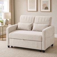 STILVORA Two-Seater Pull-Out Sofa Bed with Three-Position Backrest in Beige