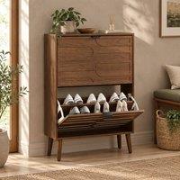 STILVORA Shoe Cabinet with 2 Flip Drawers in Brown