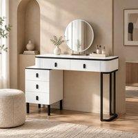STILVORA Dressing Table with LED Mirror & 5 Drawers in White