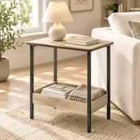 STILVORA Coffee Table with 2 Shelves in Light Oak & Black