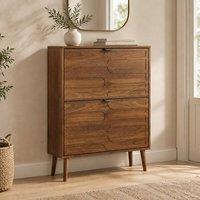 STILVORA Shoe Cabinet with 2 Flip Drawers in Brown