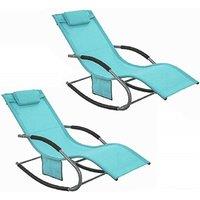 SoBuy Outdoor Rocking Lounger - Breathable Textilene - Modern in Turquoise | Size: 150 cm x 60 cm