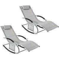 SoBuy Outdoor Rocking Lounger - Breathable Textilene - Modern in Light Grey | Size: 150 cm x 60 cm