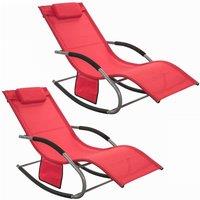 SoBuy Outdoor Rocking Lounger - Breathable Textilene - Modern in Red | Size: 150 cm x 60 cm