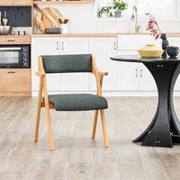 SoBuy Folding Dining Chair - Comfortable Padded Cushion - Solid Wood Frame in Dark Grey