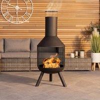 Charles Bentley 44.5cm Round Black Powder Coated Steel Modern Chimenea