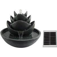Gardenwize Solar 3 Tier Lotus Water Feature with Warm White LED Lights & Battery Backup in Dark Grey
