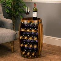 Christow Barrel Wine Rack Wooden Free Standing 14 Bottle Holder H50cm in Brown