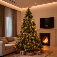 Shatchi 6FT Pre-Lit Kentucky Pine Luxurious Artificial Green Christmas Tree With Long life Energy Saving Warm White LED Lights