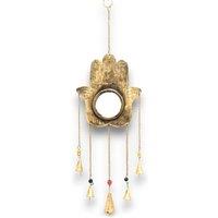 KDMD Indian Chimes - Hamsa Large Mirror 5 Bells in Gold