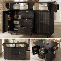 Matteo Foldable Serving Trolley - Metal - Mobile Kitchen Island in Black