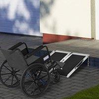 HOMCOM Duo Wheelchair Ramp Pushchair Mobility Assistance Folding Carry Handle in Silver