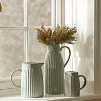Dibor Ribbed Washed Blue Ceramic Pitcher Jug Set of 3 | Size: 3 Scarves