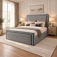 Desire Deco Plush Velvet Conrad Upholstered Ottoman Storage Bed Frame in Grey | Size: Double