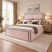 Desire Deco Plush Velvet Conrad Upholstered Ottoman Storage Bed Frame in Pink | Size: Double