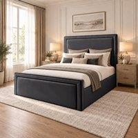 Desire Deco Plush Velvet Conrad Upholstered Ottoman Storage Bed Frame in Charcoal | Size: Double