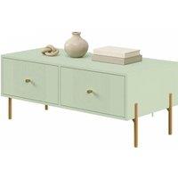 HOMCOM Coffee Table with 2 Drawers & legs for Living Room, Light Green