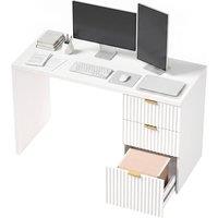 HOMCOM Computer Desk 3 Drawers 120 cm Reversible Design, White