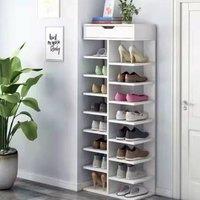 Ventryn 9 Tier Standing Shoe Organizer Cabinet Storage Rack in White