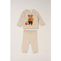 Rock a Bye Baby Boy's True Knit Jacquard Bear Jumper & Trousers Set in Ecru | Size: 9-12 m