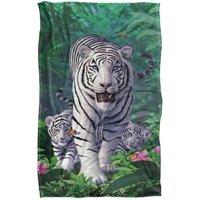 JQ Licensing - Jlo White Tiger & Cubs Silky Touch Super Soft Throw Blanket | Size: Large