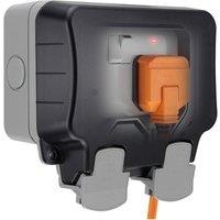 British General Outdoor Double Switched Socket in Grey