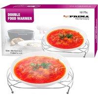 BARGAINS-GALORE Double Food Dish Warmer Chafing Chrome Oval Plate Rack + 2 Free Candle in Silver