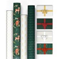 Kraft & Co 4 pack 69cm x 8M Gift Wrapping Paper, for Gift Arts & Crafts (Festive) in Green