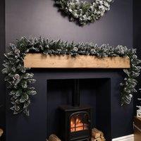 Samuel Alexander Premier Christmas Rocky Mountain Garland 2.7m Snow Flocked with Cones in Green