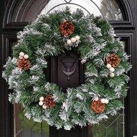 Samuel Alexander 40cm Snow Tips Christmas Door Wreath for Indoor / Outdoor in Green
