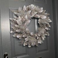 Samuel Alexander 50cm Snow Tipped Hanging Christmas Wreath with Silver Glitter Branches