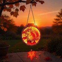 Gainsborough Solar Hanging Squirrel Lantern, H62cm x W22.5cm in Orange