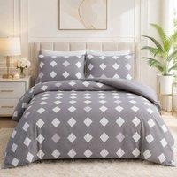 Lazzaro Home Premium Microfiber Polka Dot Duvet Cover Reversible Bedding Sets in Grey | Size: Single