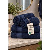 Pamposh Navy Bath & Hand Towel Set of 4 - 500 GSM, Premium Cotton