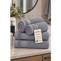 Pamposh 500 GSM Premium Cotton Bath & Hand Towel Set of 4 in Grey