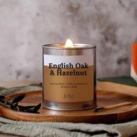 JAAM English Oak & Hazelnut Wood Wick Candle For Autumn in Silver