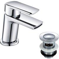 Nes Home Chrome Centa Modern Waterfall Basin Sink Mono Mixer Tap & Waste in Silver