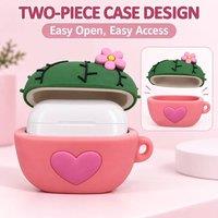 BluCore Cactus 3D Silicone Earbud Case Cover with Key Ring in Pink