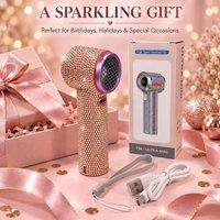 BluCore MINI Rhinestone Handheld Fan with 199 Speed Settings in Rose Gold