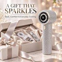 BluCore Sparkling Rhinestone Handheld Mini Fan with 199 speed in Silver