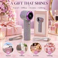 BluCore Rhinestone Rechargeable MINI Handheld Fan with 199 speed in Purple