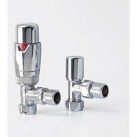 Nes Home Designer Angled Radiator Valves - Chrome in Silver | Size: 292mm x 297mm