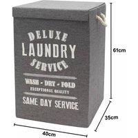 PAWNORA Dark Grey Laundry Basket Foldable Washing Bin Hamper Handle | Size: 100 cm