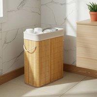 EONLION Bamboo Laundry Basket Foldable 40L in Natural | Size: 100 cm x 15 cm
