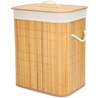 EONLION Bamboo Laundry Basket Foldable 60L in Natural | Size: 0.6m2