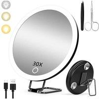 SPETLEK 30X Magnifying Mirror with Lights, Large 6 Makeup in White | Size: 100 cm x 60 cm